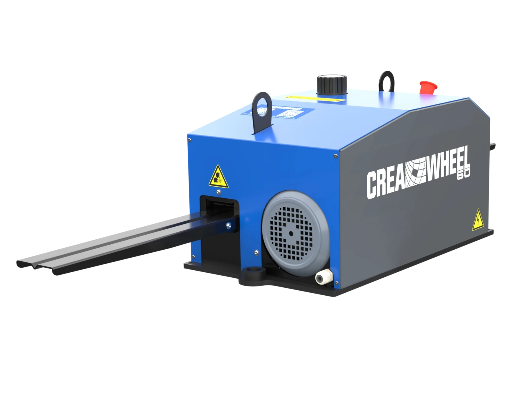Rendering der CREA-WHEEL 60 Basic von der Motorseite mit Antriebsmotor und Lüfterhaube