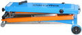 MT1 Carryflex zusammengeklappt in der Seitenansicht, Rollen und Handgriffe am blauen Rahmen